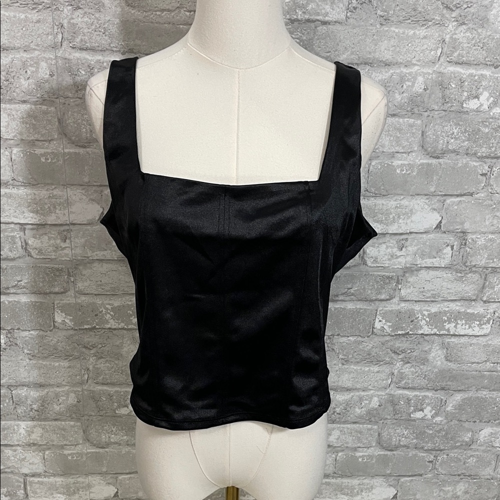 LOLA GRACE Black Satin Camisole Top